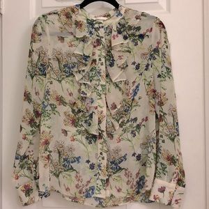 H&M Cream Sheer Floral Top